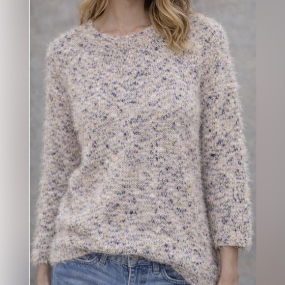 Lou & Grey Womens Sweater Large Long Sleeve Pullover Fuzzy Eyelash Knit Speckled - Picture 1 of 6
